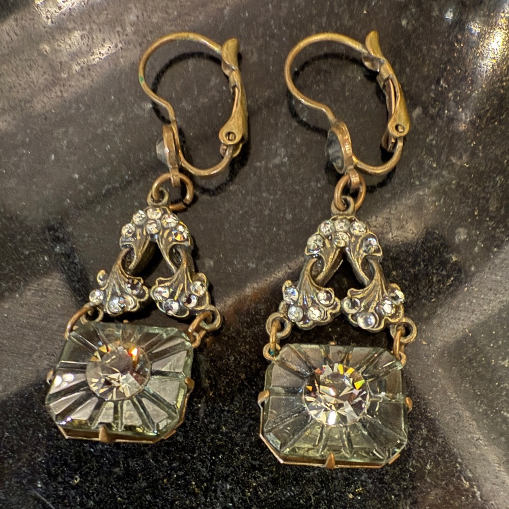Glassworks Studio vintage gray Swarovski earrings